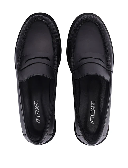 Женские туфли лоферы Attizzare кожаные черные - фото 2 - Miraton