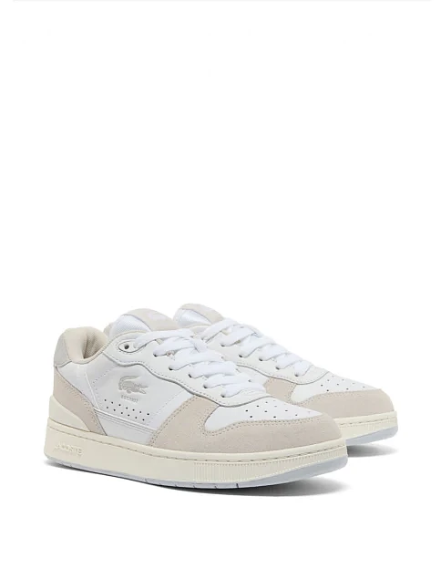 Женские кеды Lacoste T-Clip кожаные бежевые - фото 2 - Miraton