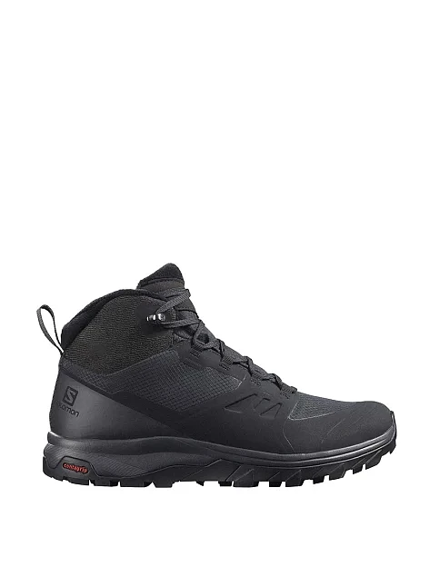 Женские ботинки Salomon OUTSNAP WATERPROOF из экокожи черные - фото 1 - Miraton