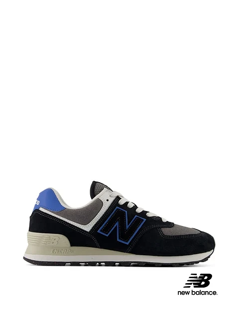Мужские кроссовки New Balance 574 замшевые черные - фото 1 - Miraton