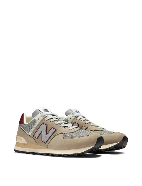 Женские кроссовки New Balance 574 из нубука бежевые - фото 4 - Miraton