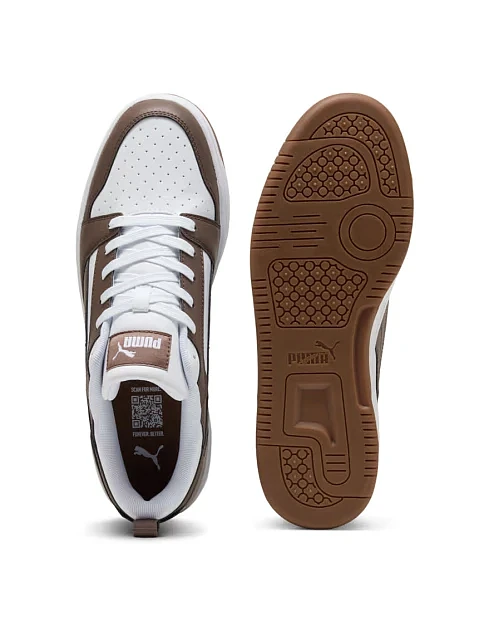 Мужские кеды PUMA Rebound v6 Low из экокожи коричневые - фото 4 - Miraton