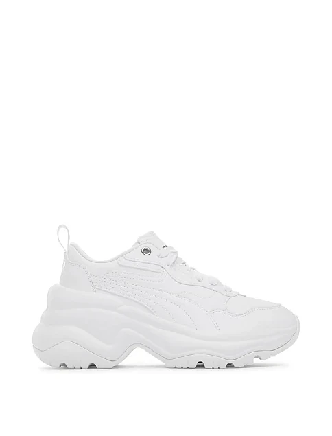 Женские кроссовки PUMA Cilia Wedge из экокожи белые - фото 1 - Miraton