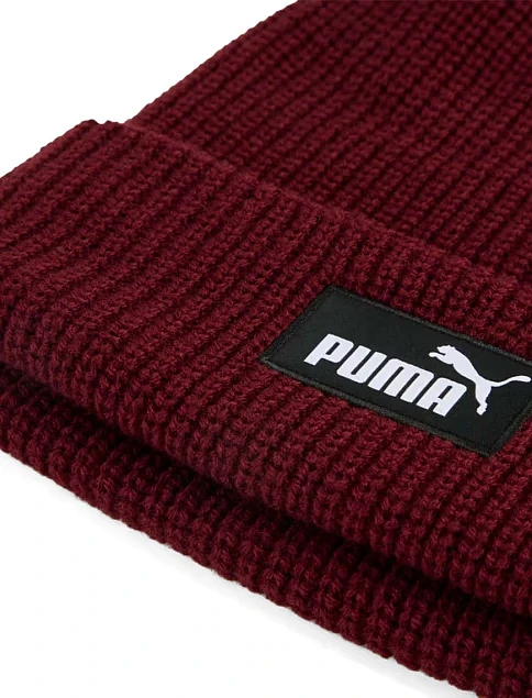Шапка PUMA ESS High Crown Beanie текстильная бордовая - фото 3 - Miraton
