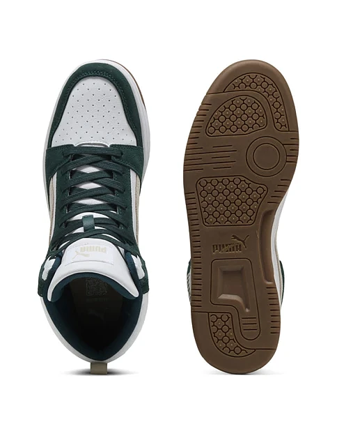 Мужские ботинки PUMA Rebound v6 SD кожаные зеленые - фото 4 - Miraton