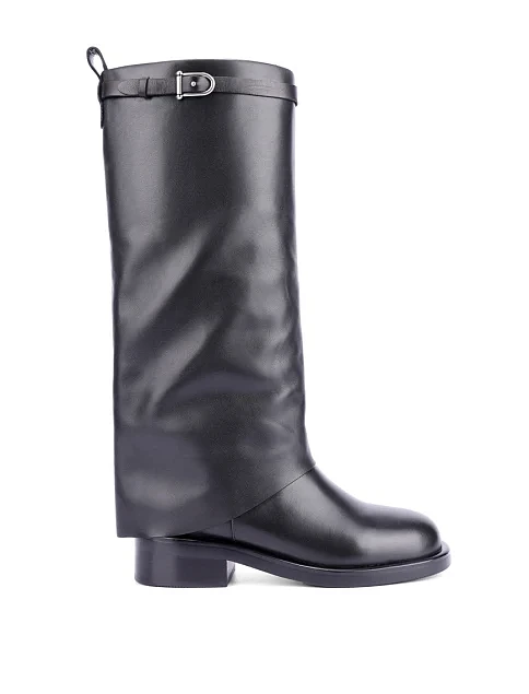 Женские сапоги кожаные черные - фото 1 - Miraton