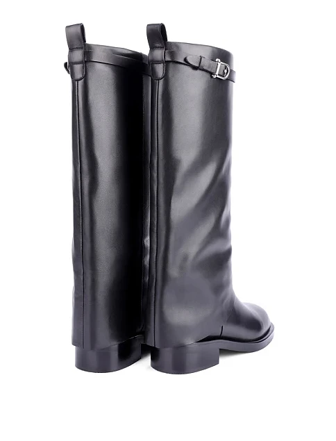 Женские сапоги кожаные черные - фото 4 - Miraton