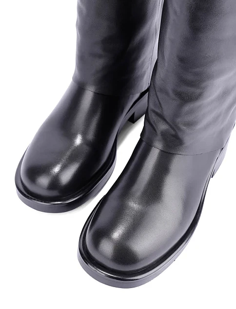 Женские сапоги кожаные черные - фото 5 - Miraton