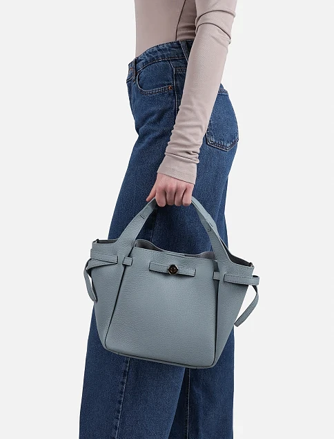 Женская сумка кожаная голубая - фото 2 - Miraton