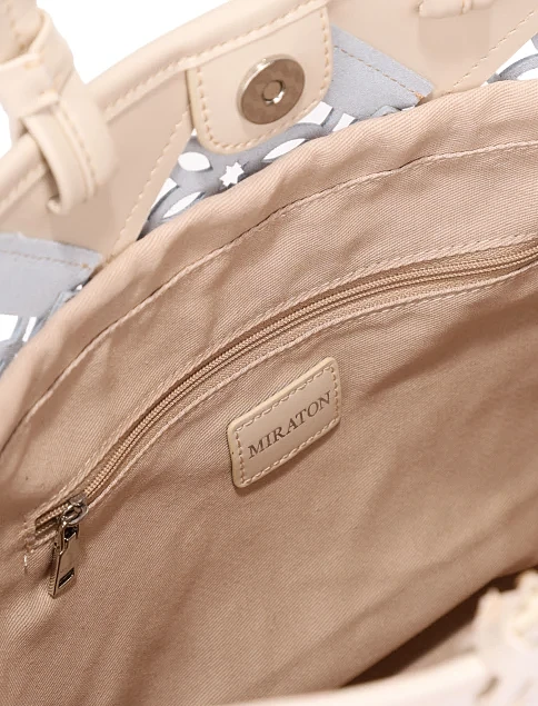 Женская сумка кожаная молочного цвета - фото 6 - Miraton