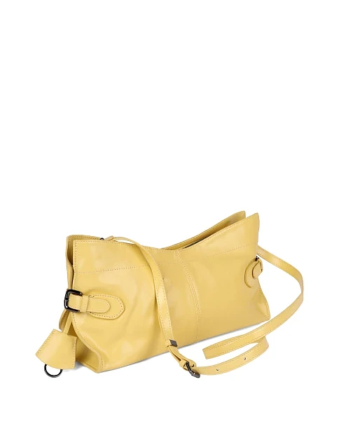 Женская сумка через плечо кожаная желтая - фото 7 - Miraton