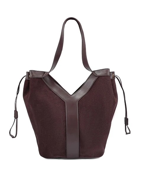 Женская сумка шоппер замшевая коричневая - фото 2 - Miraton