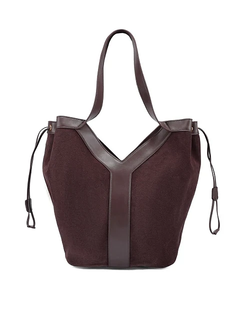 Женская сумка шоппер замшевая коричневая - фото 4 - Miraton