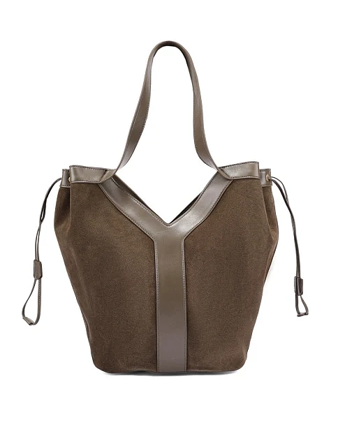 Женская сумка шоппер замшевая зеленая - фото 1 - Miraton