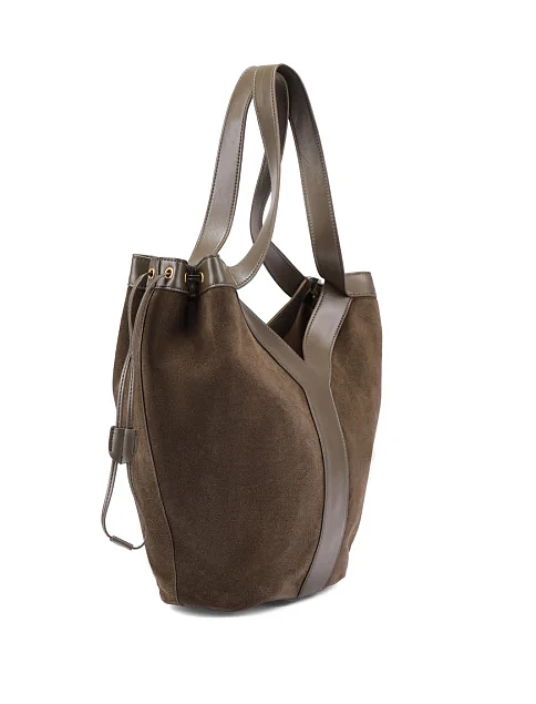 Женская сумка шоппер замшевая зеленая - фото 2 - Miraton