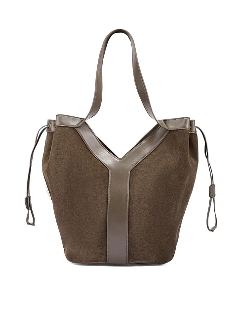 Женская сумка шоппер замшевая зеленая - фото 3 - Miraton