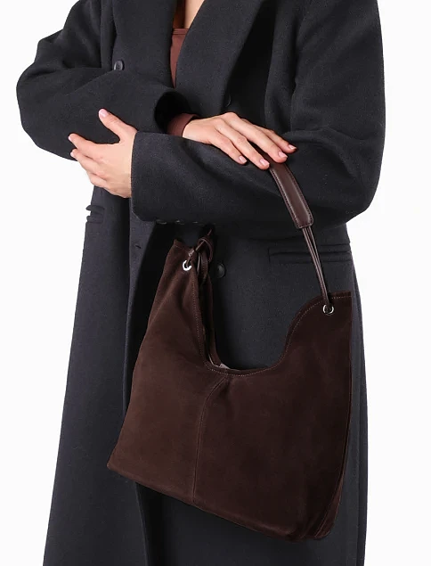 Жіноча сумка шоппер замшева коричнева - фото 2 - Miraton