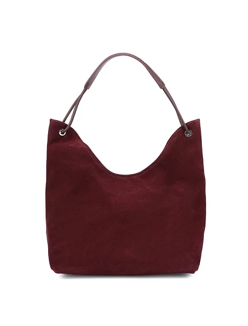Женская сумка шоппер замшевая бордовая - фото 1 - Miraton