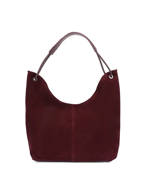 Женская сумка шоппер замшевая бордовая - фото 4 - Miraton