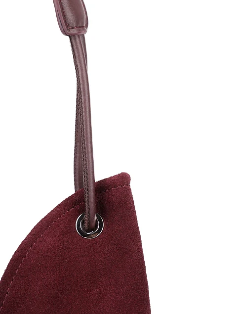 Женская сумка шоппер замшевая бордовая - фото 5 - Miraton