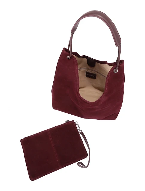 Женская сумка шоппер замшевая бордовая - фото 6 - Miraton