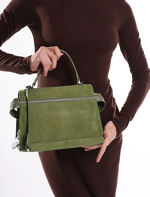 Женская сумка замшевая зеленая - фото 2 - Miraton