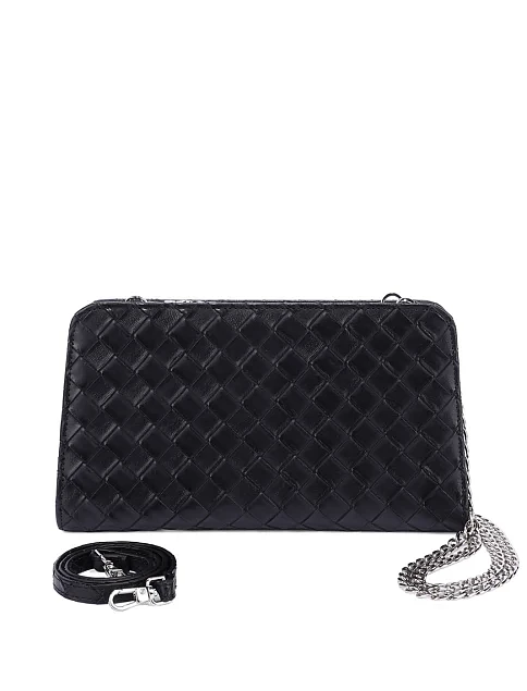 Кошелек на цепочке кожаный черный - фото 1 - Miraton