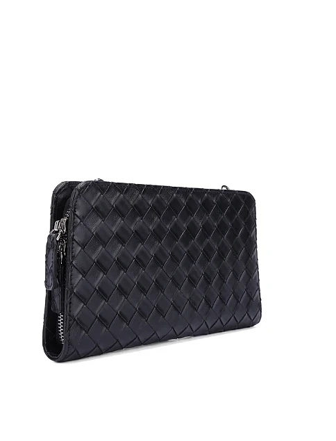 Кошелек на цепочке кожаный черный - фото 2 - Miraton