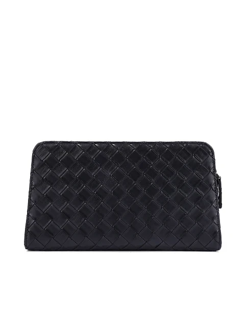 Кошелек на цепочке кожаный черный - фото 3 - Miraton