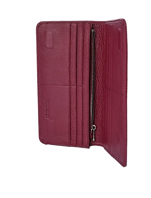 Гаманець на магніті шкіряний бордовий - фото 4 - Miraton
