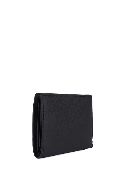 Кошелек на кнопке кожаный черный - фото 2 - Miraton