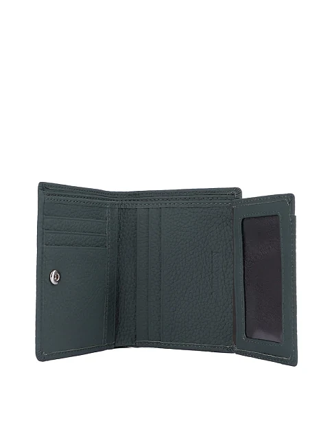 Кошелек на кнопке кожаный зеленый - фото 4 - Miraton