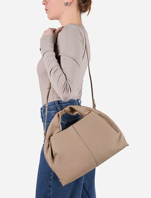 Женская сумка кожаная бежевая - фото 2 - Miraton