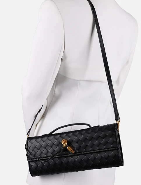 Женский клатч кожаный черный - фото 2 - Miraton