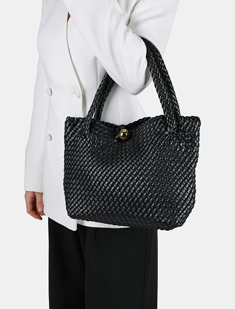 Женская сумка шоппер кожаная черная - фото 2 - Miraton