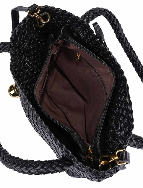 Женская сумка шоппер кожаная черная - фото 7 - Miraton