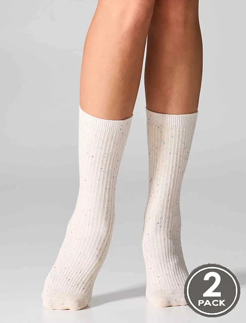 Носки женские хлопковые бело-голубые 2 шт. - фото 1 - Miraton