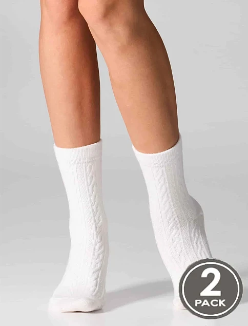 Носки женские хлопковые белые 2 шт. - фото 1 - Miraton