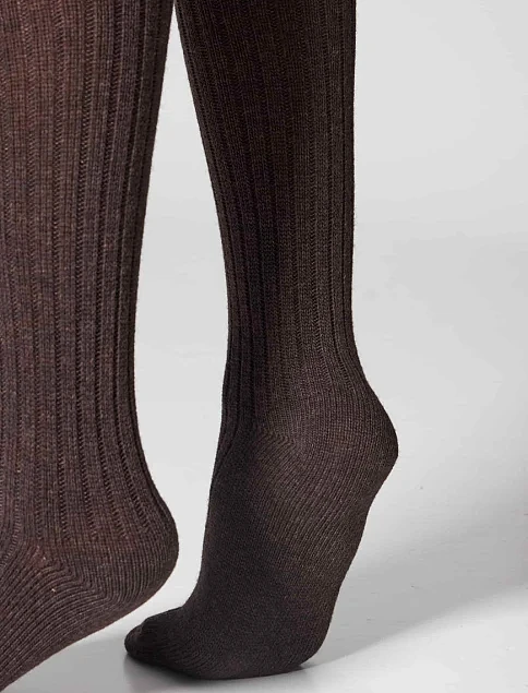 Гольфы женские из шерсти мериноса с добавлением кашемира коричневые - фото 4 - Miraton