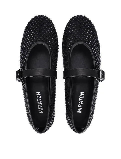 Женские балетки из сетки черные - фото 2 - Miraton