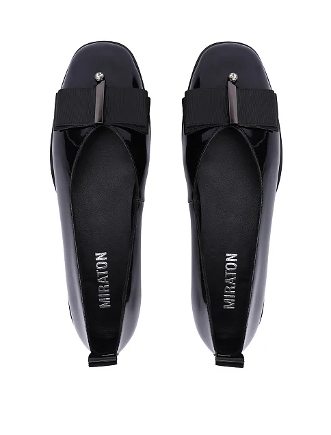 Женские балетки лаковые черные - фото 2 - Miraton