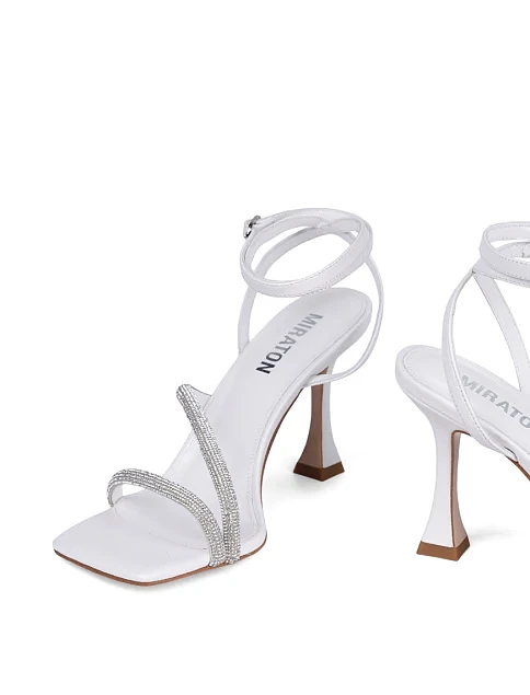 Жіночі босоніжки шкіряні білі - фото 3 - Miraton