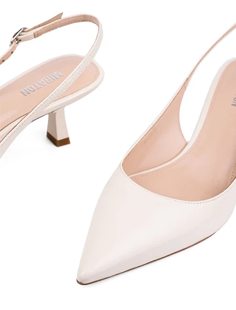 Жіночі шкіряні туфлі рисового кольору - фото 5 - Miraton