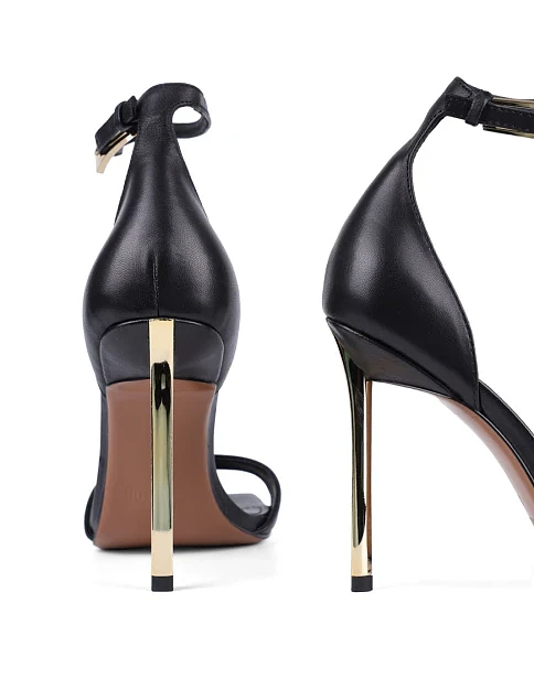 Жіночі босоніжки шкіряні чорні - фото 2 - Miraton