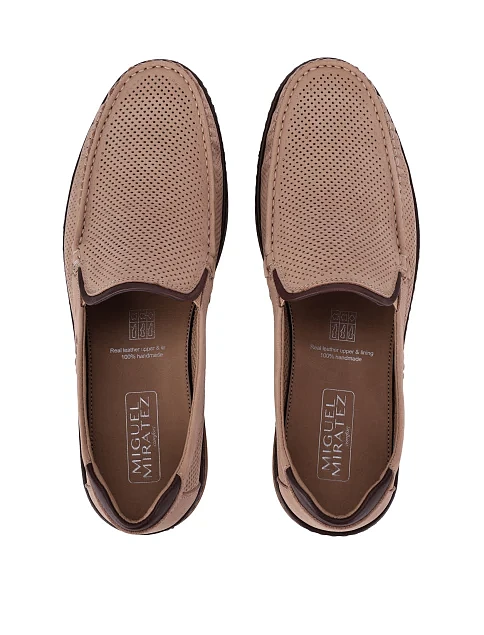 Мужские туфли из нубука бежевые - фото 4 - Miraton