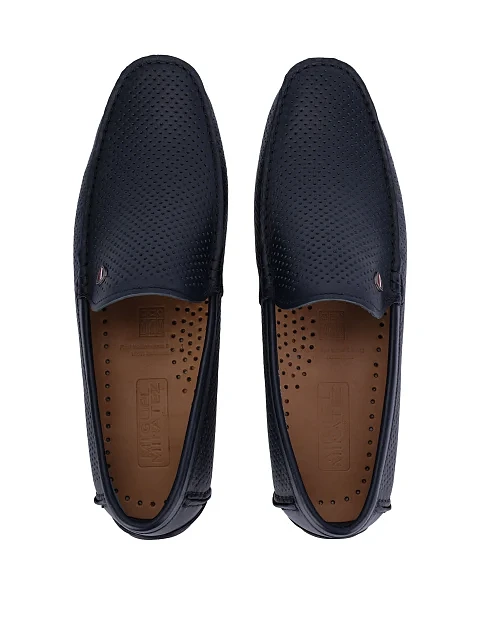 Мужские мокасины кожаные синие - фото 4 - Miraton