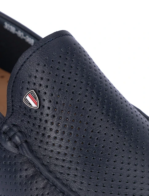 Мужские мокасины кожаные синие - фото 5 - Miraton