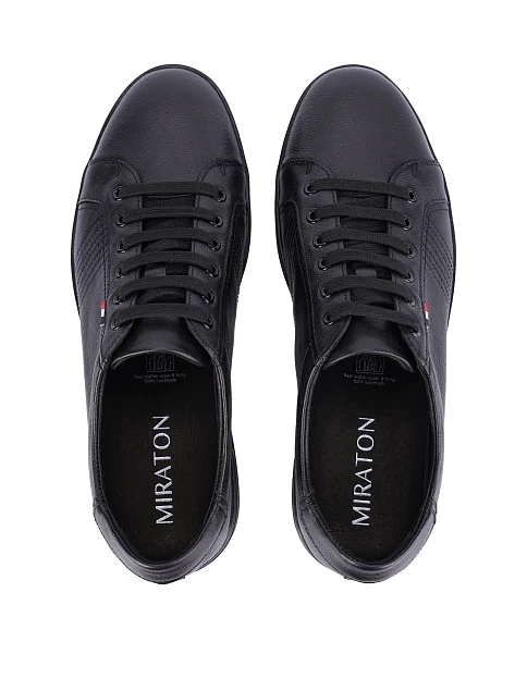 Мужские кеды кожаные черные - фото 4 - Miraton