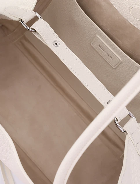 Женская сумка кожаная рисового цвета - фото 7 - Miraton