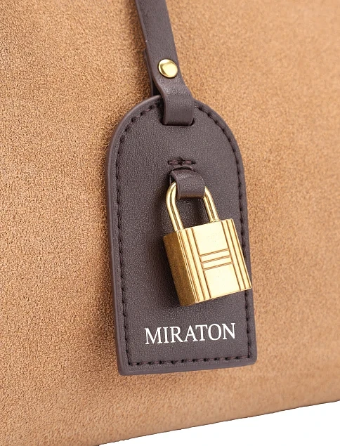 Женская сумка через плечо замшевая бежевая - фото 6 - Miraton